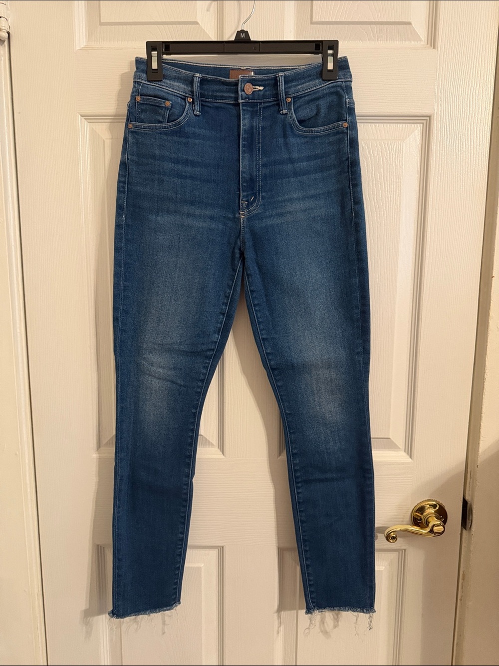MOTHER The Swooner Ankle Fray High Waisted Skinny Jeans Sz 28